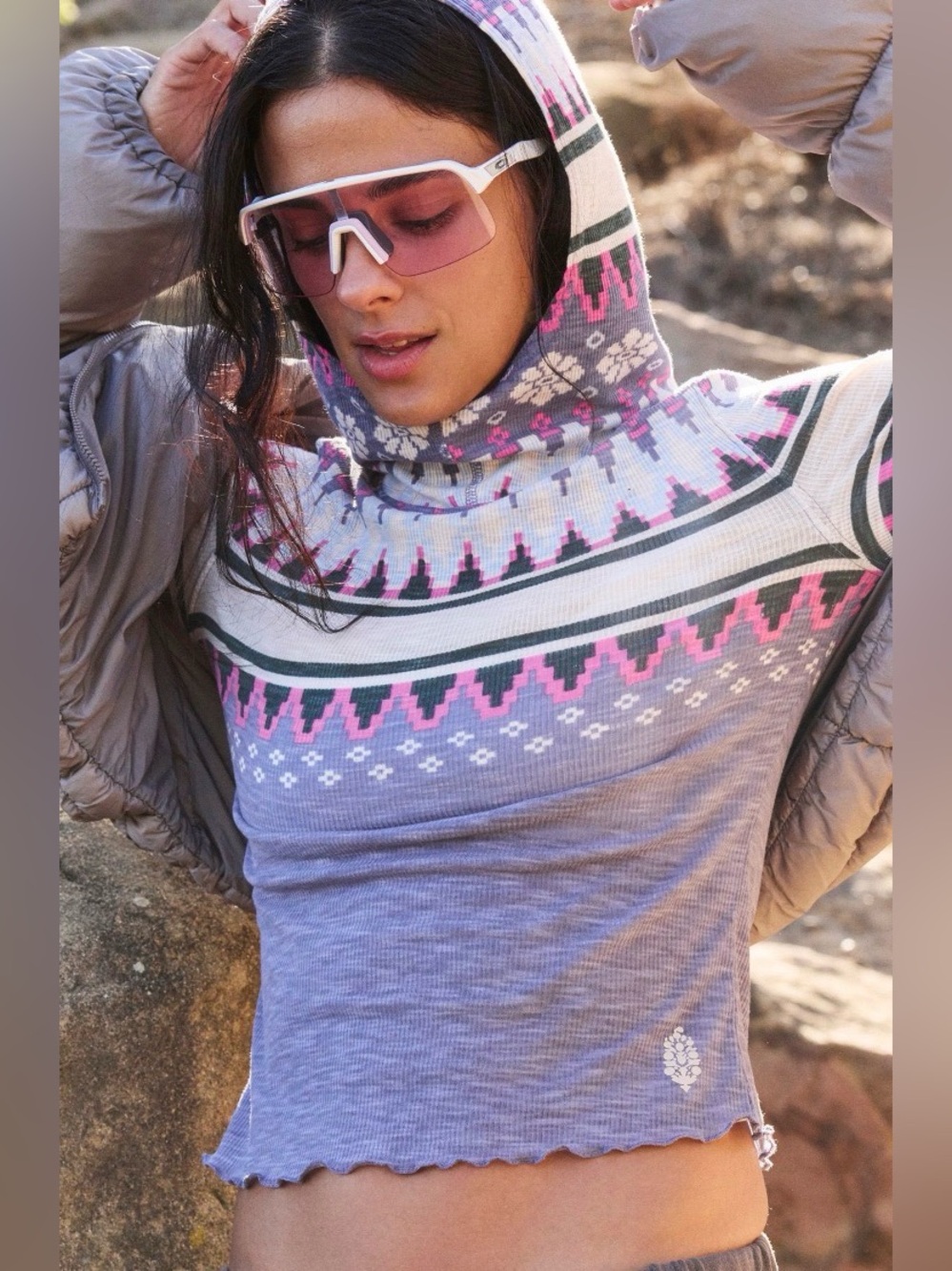 Free People FP Movement Breathe Easy Printed Layer Top XS NWT